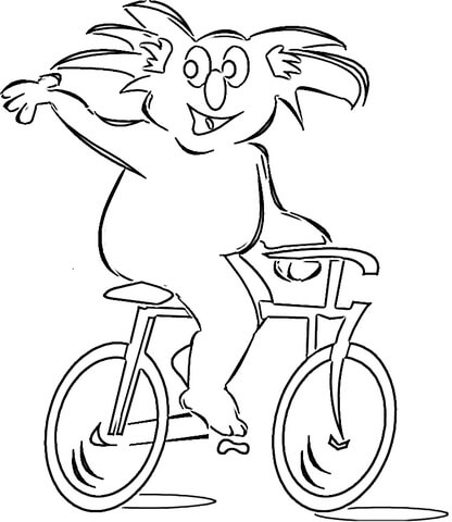 Koala On Velo  Coloring Page